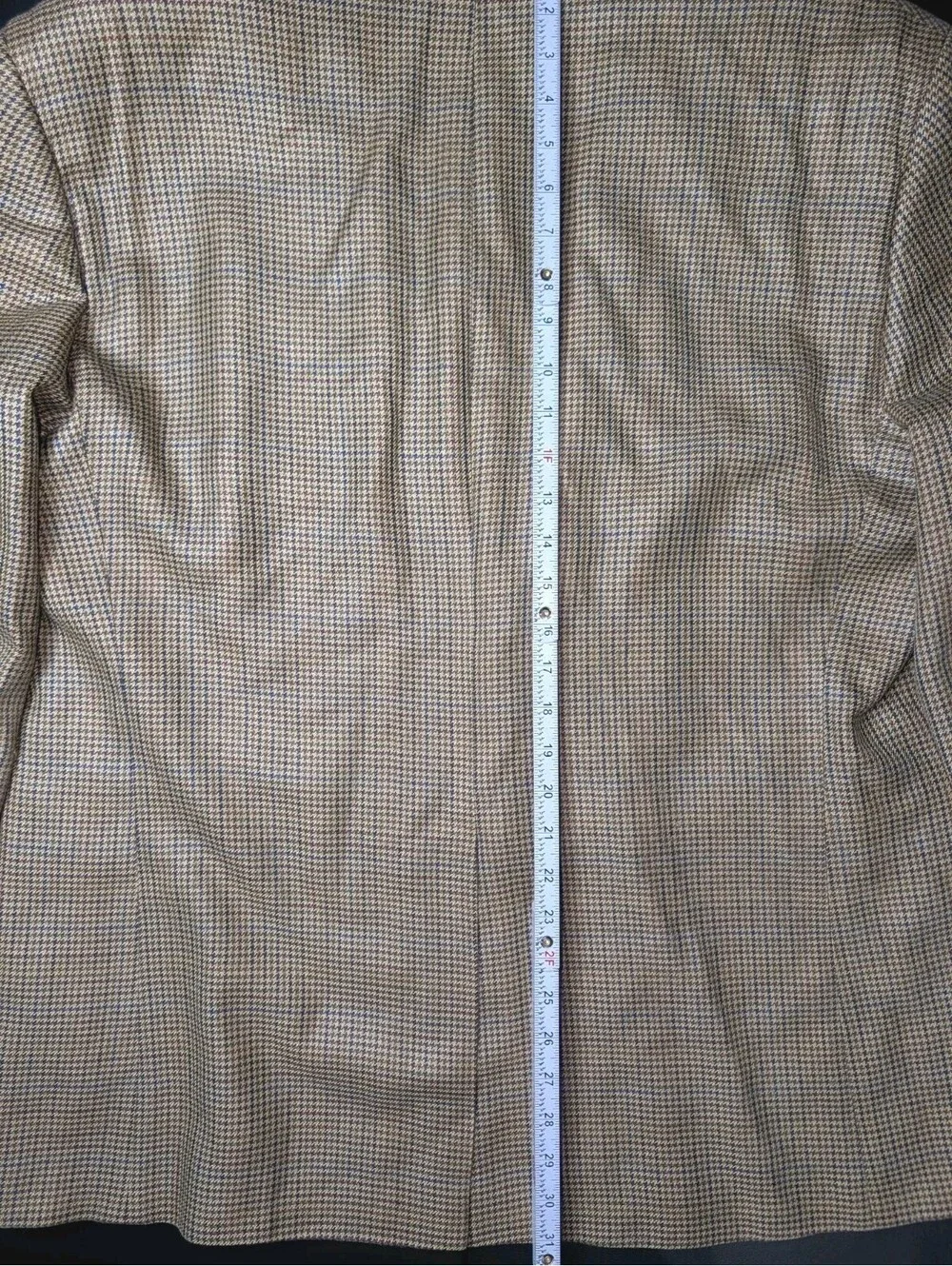 Chaps Blazer Sport Coat Silk Herringbone Beige Tan Brown 46R